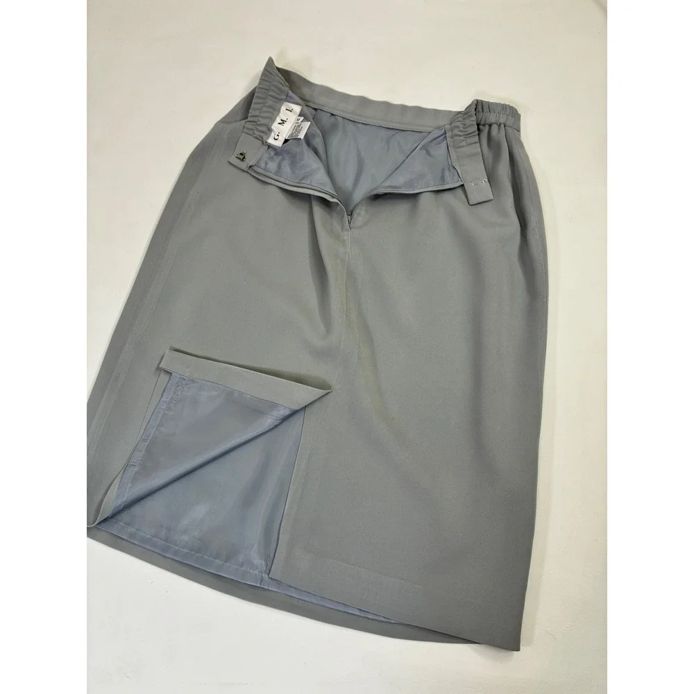 Vintage GMI Gray Pencil Midi Skirt Women Size 10 Waist Lightweight Office
